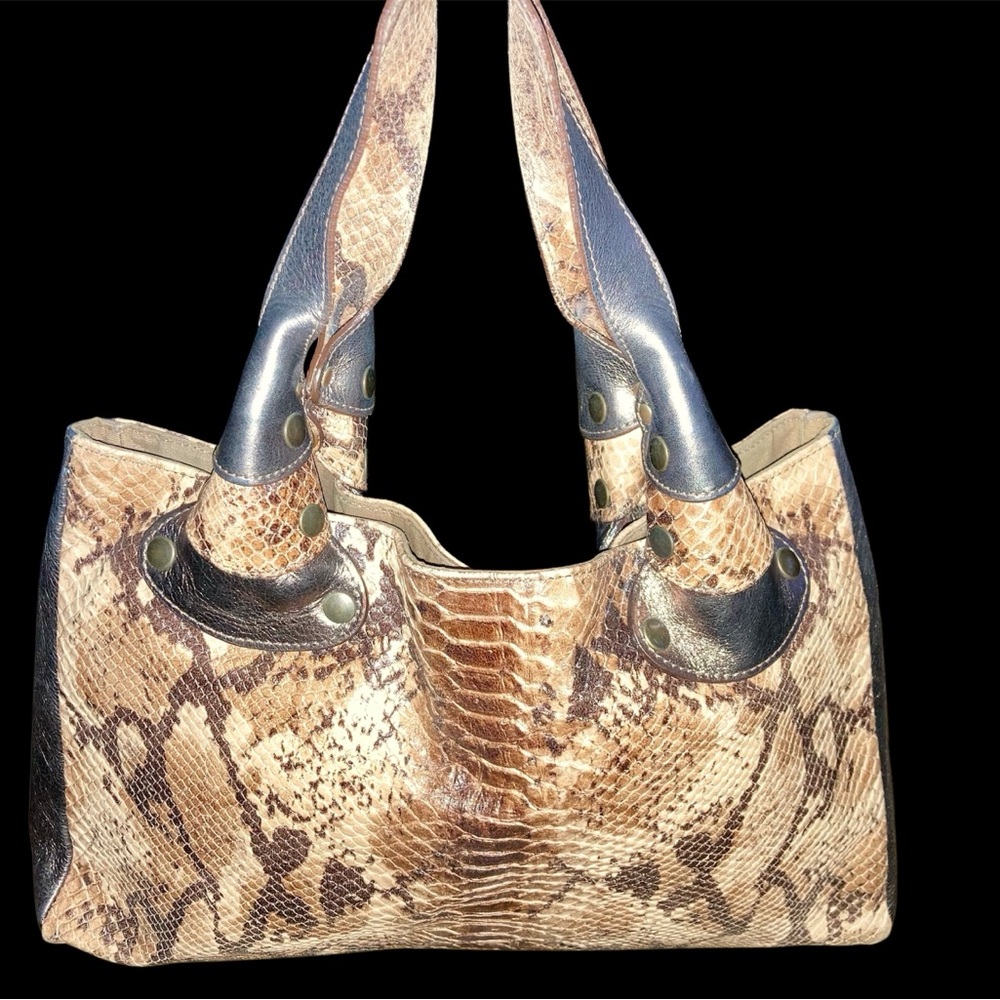 Bloomingdale's Snakeskin Patterned Tote Purse